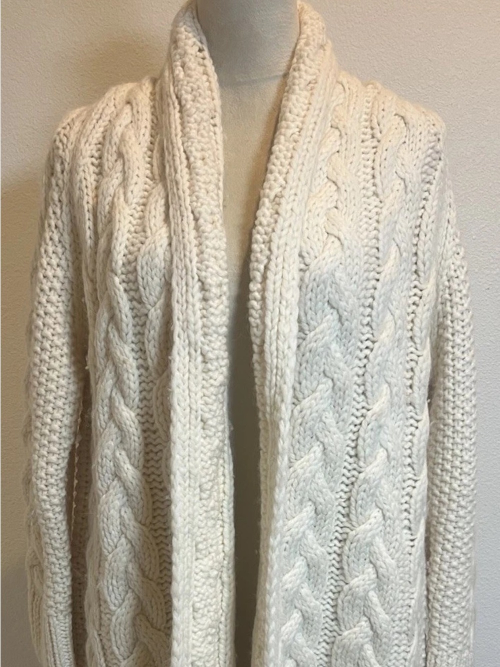Jean Paul Knott Chunky Cableknit Ivory Sweater Coat Alpaca/wool Cottagecore